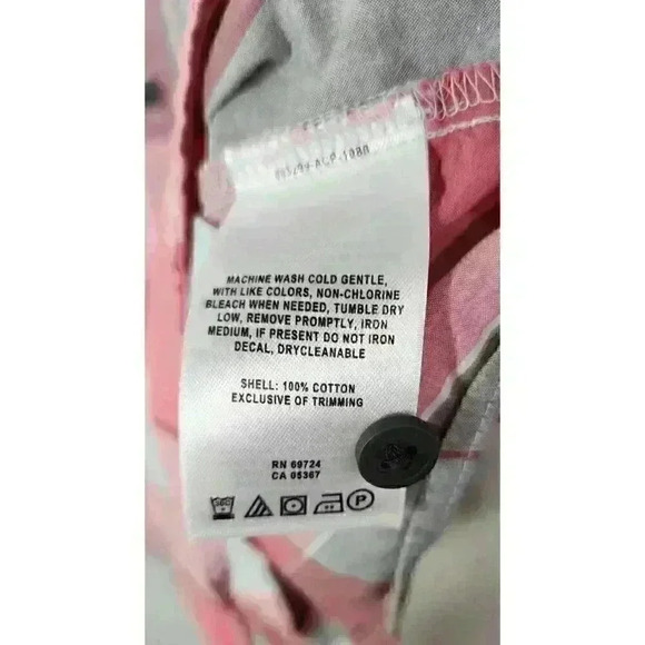 Size XL Columbia Mens Button Down Shirt Pink / Gray Plaid Short Sleeve Cotton - Picture 4 of 4